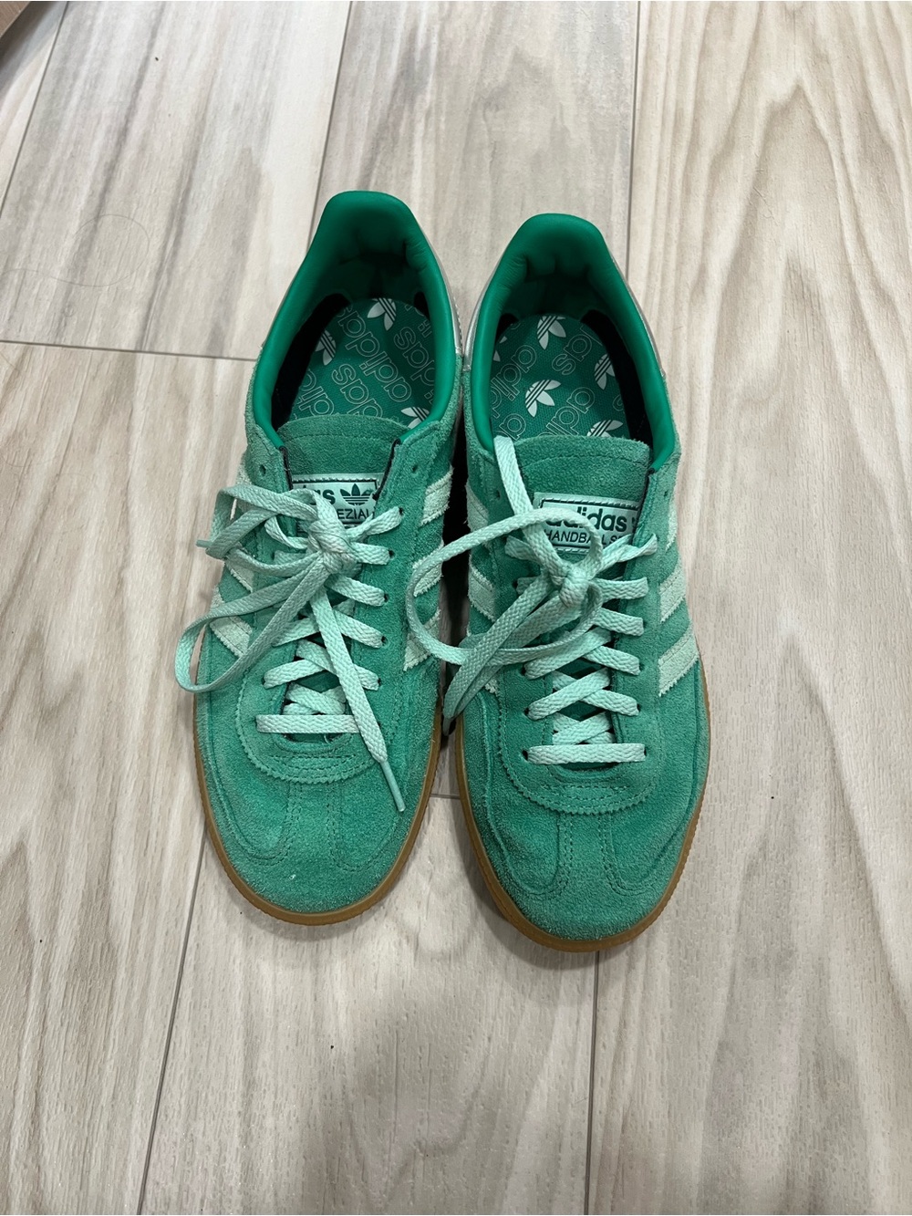 Green Adidas Suede Sneakers